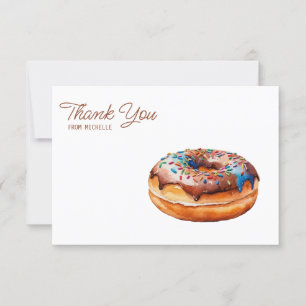 Cartão RSVP Rosquinha Personalizada De Aquarelas Obrigado Cart