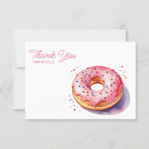 Cartão RSVP Rosquinha Personalizada De Aquarelas Obrigado Cart