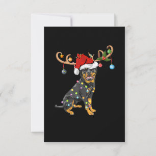 Cartão RSVP Rottweiler Xmas Gift Santas Reindeer Rottweiler