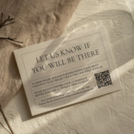 Cartão RSVP Rótulo de Vintagem Simples e Moderno Código QR