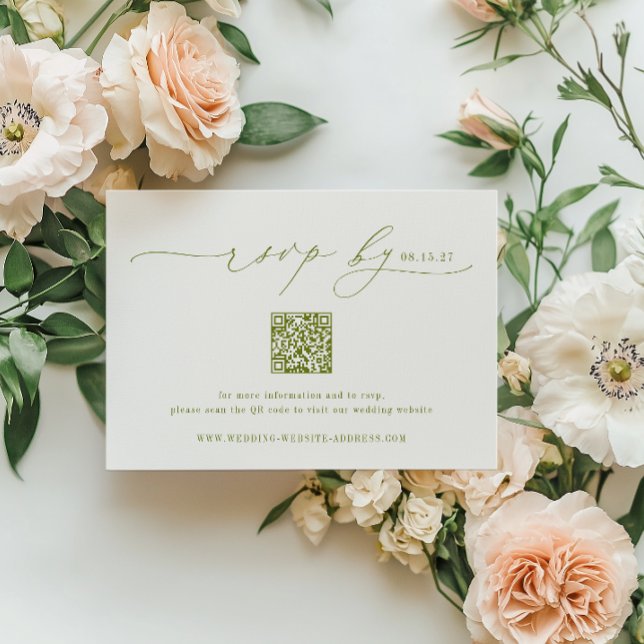 Cartão RSVP ROWAN Minimalist Wedding QR Code (Criador carregado)