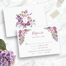 Cartão RSVP Roxo Floral