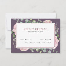 Roxo Floral Eucalipto Rosa Bege Casamento