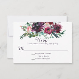 Cartão RSVP Roxo Malva Rosa Ameixa Vermelho Violeta Folhagem R