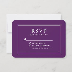 Cartão RSVP Roxo Na moda Moderno de Casamento