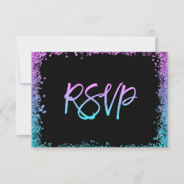 Cartão RSVP Roxo Teal Faux Glitter