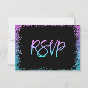 Cartão RSVP Roxo Teal Faux Glitter