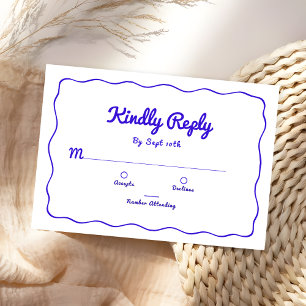 Cartão RSVP Royal Blue Hand - Letra gentilmente para responder