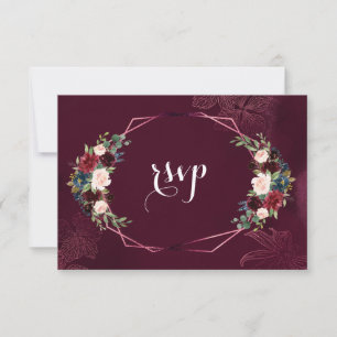 Cartão RSVP Royal Burgundy Blush - Geométrico