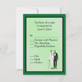 Cartão RSVP RRSVP de Casamento de Gay Verde Simples com Escolh