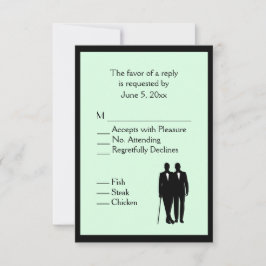 Cartão RSVP RRSVP de Casamento de Gay Verde Simples com Escolh