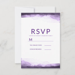 Cartão RSVP RSPV de casamento moderno em aquarela roxo ametist