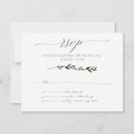 Cartão RSVP RSVP: Folha Moderna Minimalista Deixa Tipografia A