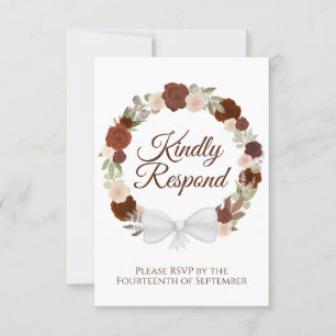 Cartão RSVP Rua Floral Rusta de Outono de Casamento de Rosas