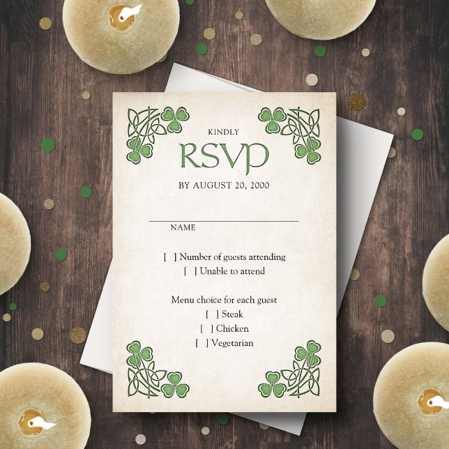 Cartão RSVP Rua irlandesa. Casamento de Patrick (Criador carregado)