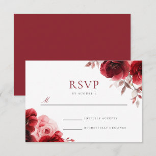 Cartão RSVP Ruby Red Wine Luxe Radiant Floral Casamento