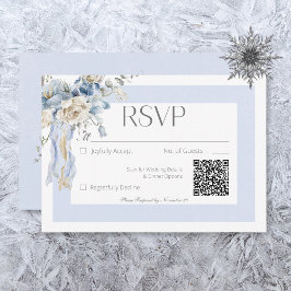 Cartão RSVP Russo Winter Frosty Blue & White Floral