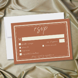 Cartão RSVP Rust Terracotta Minimalist Frame Wedding