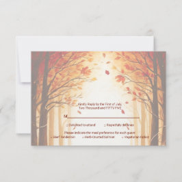 Cartão RSVP Rustic Autumn Forest Pumpkin Wedding