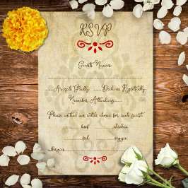 Cartão RSVP Rustic Baroque Floral Mexican Wedding