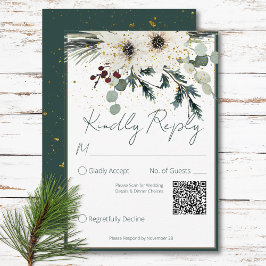 Cartão RSVP Rustic Berries Winter Floral Code