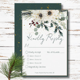 Cartão RSVP Rustic Berries Winter Janta Floral Casamento