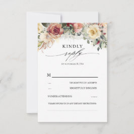 Cartão RSVP Rustic Bloom Caiu Inspirou Belo Casamento