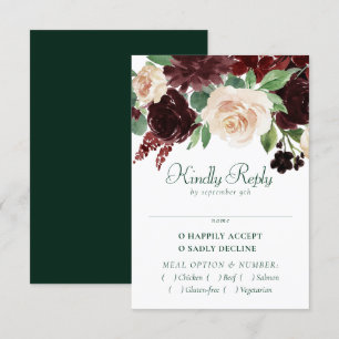 Cartão RSVP Rustic Blooms Terracotta e Marsala Red Entree
