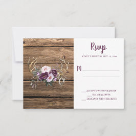 Cartão RSVP Rustic Boho Purple Plum Peonlers