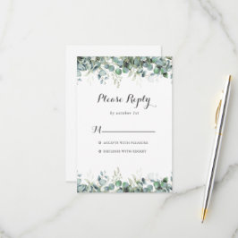 Cartão RSVP Rustic Botanical Eucalyptus Greenery Wedding