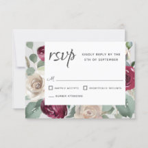 Rustic Burgundy e White Roses Watercolor Floral