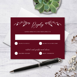 Cartão RSVP Rustic Burgundy Wildflower
