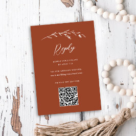 Cartão RSVP Rustic Chic Terracotta Wildflower Código QR Casame