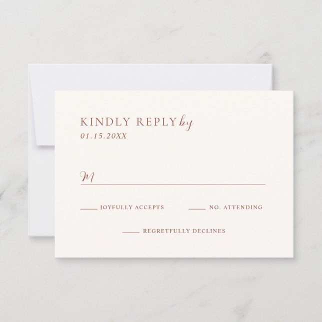 Cartão RSVP Rustic Copper Editorial Modern Wedding (Frente)
