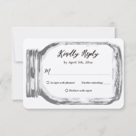 Cartão RSVP Rustic Country Burlap Mason Jar Kraft Casamento RS