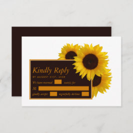 Cartão RSVP Rustic Country Sunflower - Casamento Floral