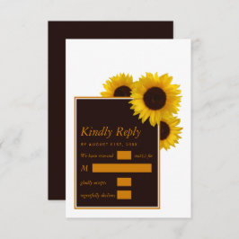Cartão RSVP Rustic Country Sunflower - Casamento Floral