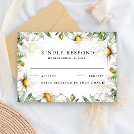 Cartão RSVP Rustic Daisies Floral Wedding