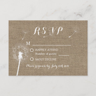 Cartão RSVP Rustic Dandelion Explosão Burlap WedRSVP