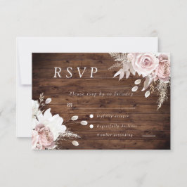 Cartão RSVP Rustic Dusty Rosa Blush Floral Casamento Tudo Even