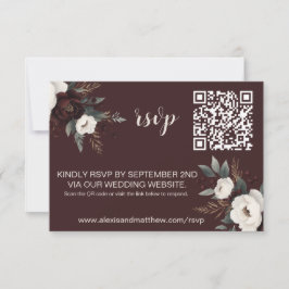 Cartão RSVP Rustic Elegance Burgundy & Cream Floral