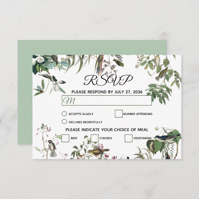 Cartão RSVP Rustic Eucalyptus Deixa Vintage Greenery Casamento (Frente/Verso)