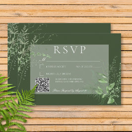 Cartão RSVP Rustic Fern Foliage Emerald Green