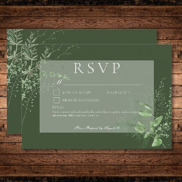 Cartão RSVP Rustic Fern Green Foliage Emerald Green Sem Janto