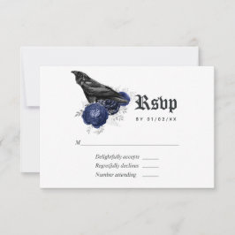 Cartão RSVP Rustic Floral Raven Gothic Wedding