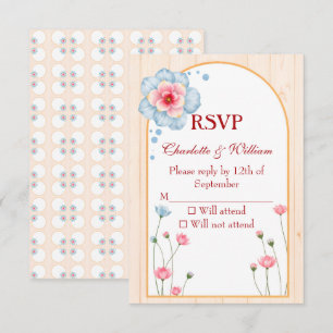 Cartão RSVP Rustic Floral Wedding