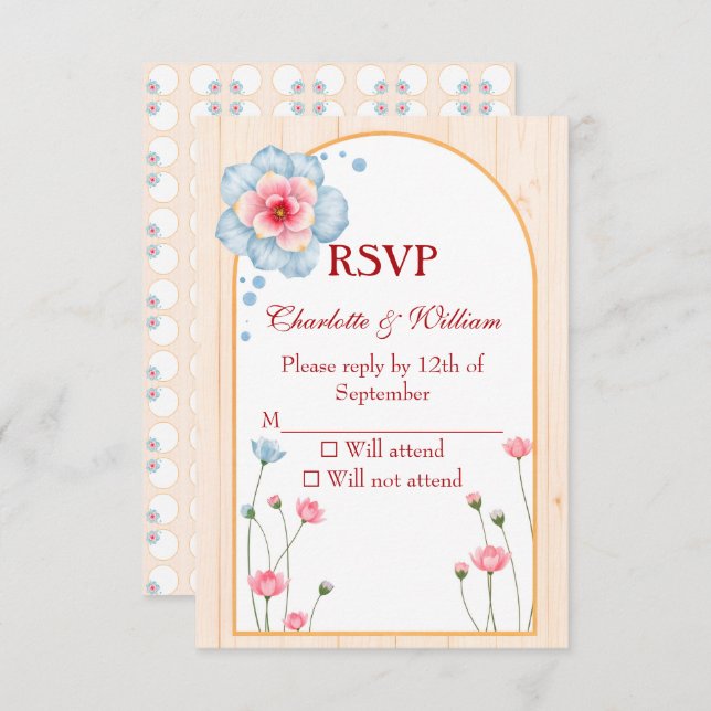 Cartão RSVP Rustic Floral Wedding (Frente/Verso)