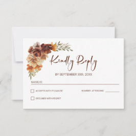 Cartão RSVP Rustic Floral Wedding