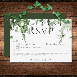 Cartão RSVP Rustic Ivy & Sage Greenery Casamento Verde Sem Jan