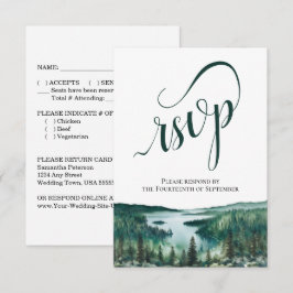 Cartão RSVP Rustic Lake Tahoe Elegant Script Wedding